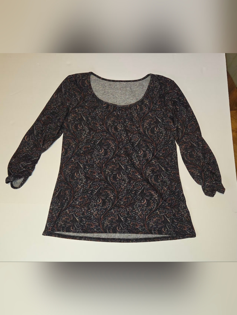 Paisley Boho Scoop Neck 3/4 Sleeve